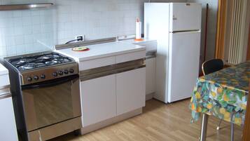 Fridge, oven, stovetop, electric kettle