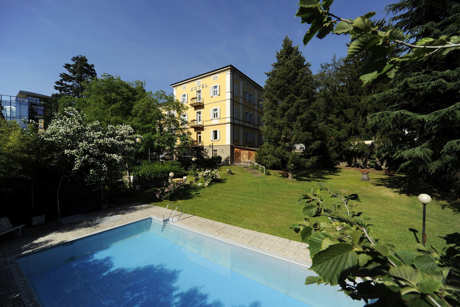 Outdoor pool, pool loungers