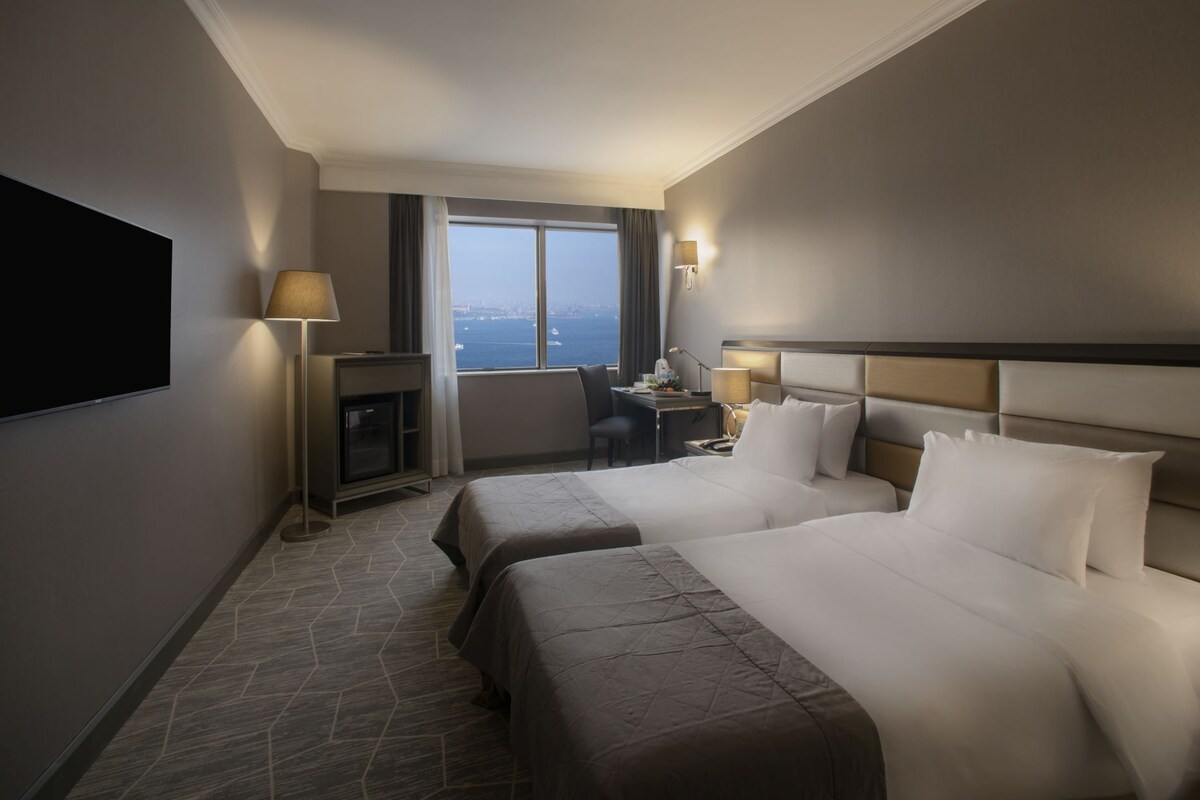 Superior Twin with Bosphorus View | 迷你吧、客房内保险箱、办公桌、遮光窗帘