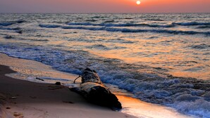 A beach scene with waves and a sunset. - Bono Beach Hotel (Odesa)