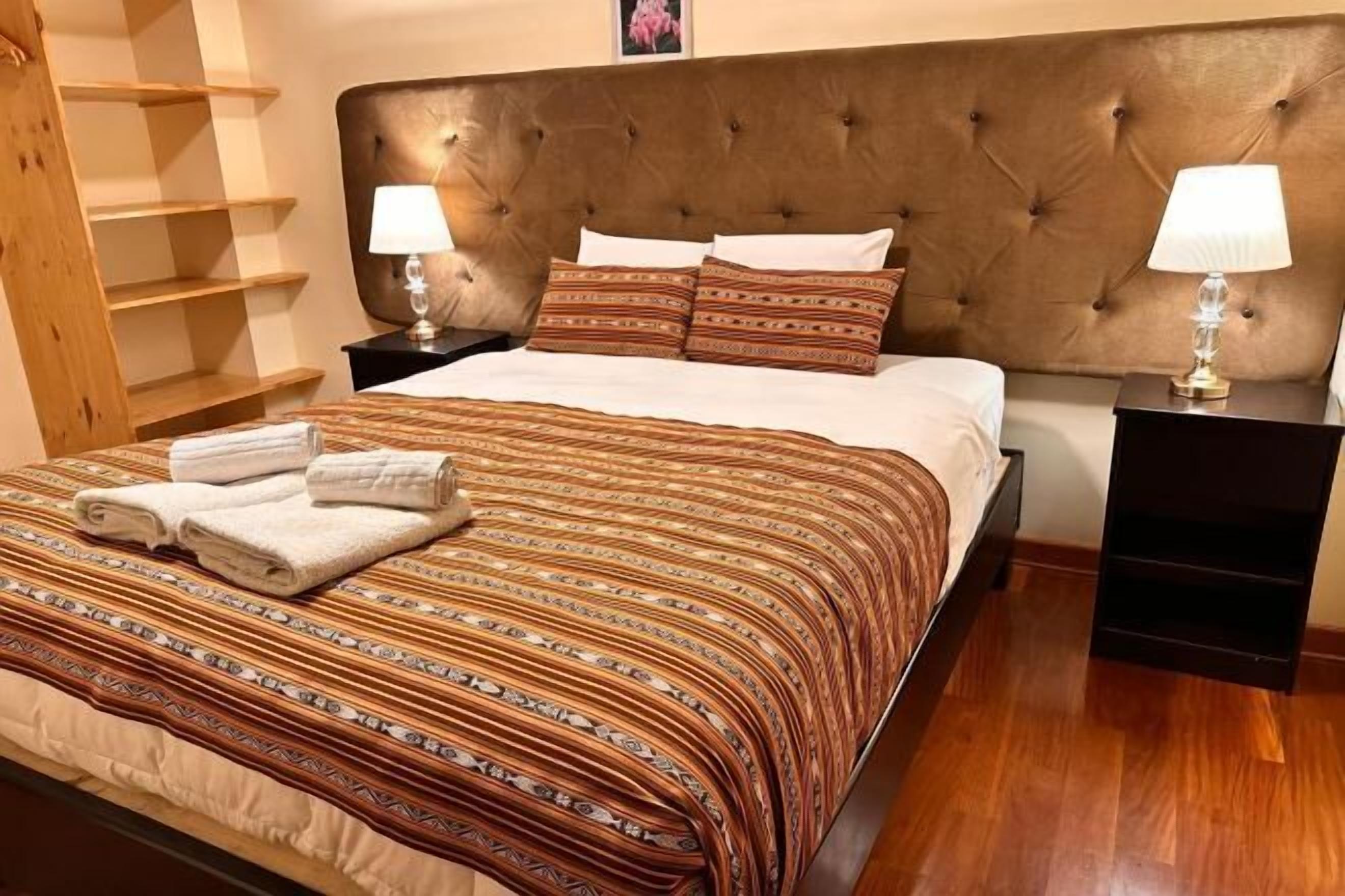 20 bedrooms, down duvets, memory-foam beds, in-room safe