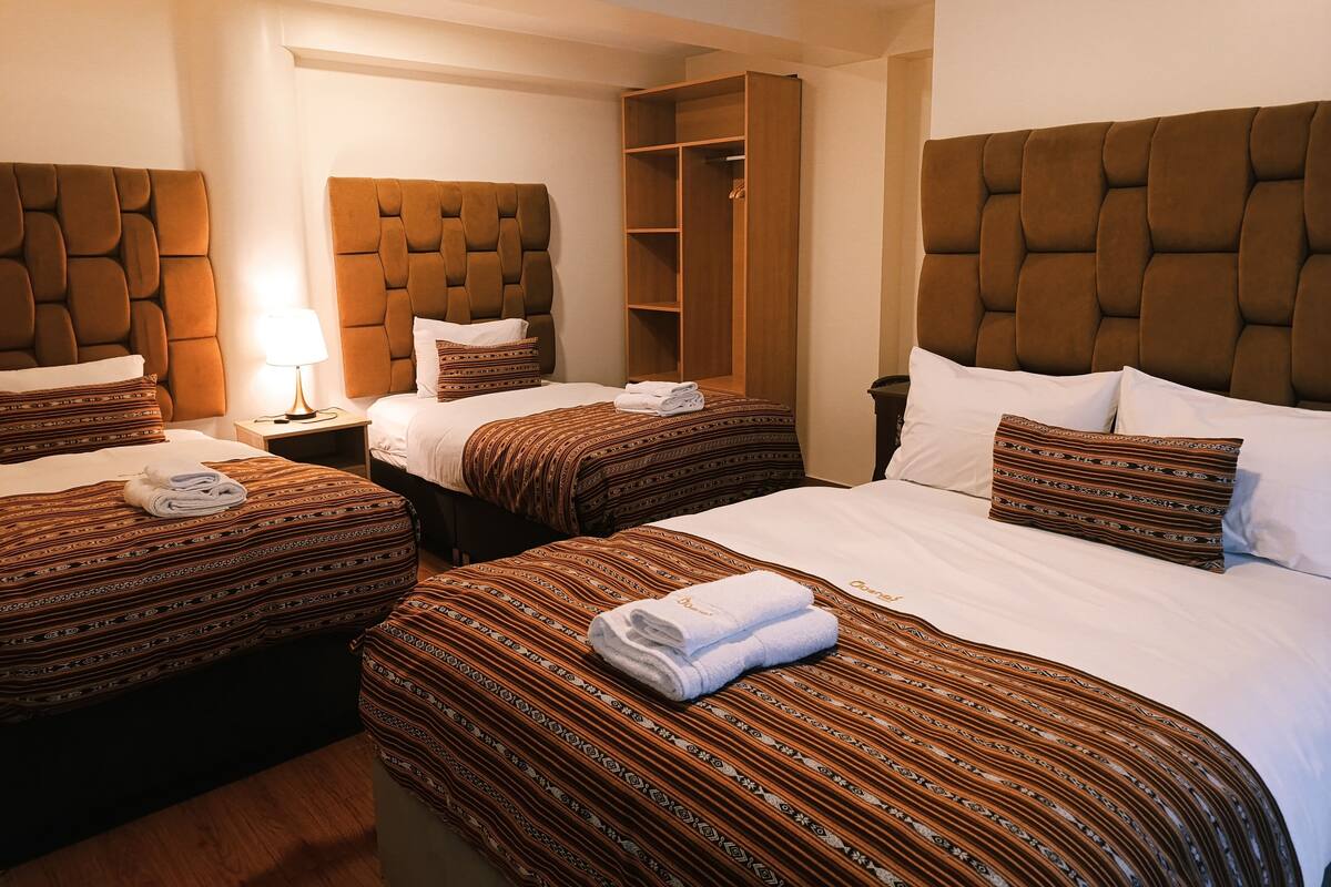 20 bedrooms, down duvets, memory-foam beds, in-room safe