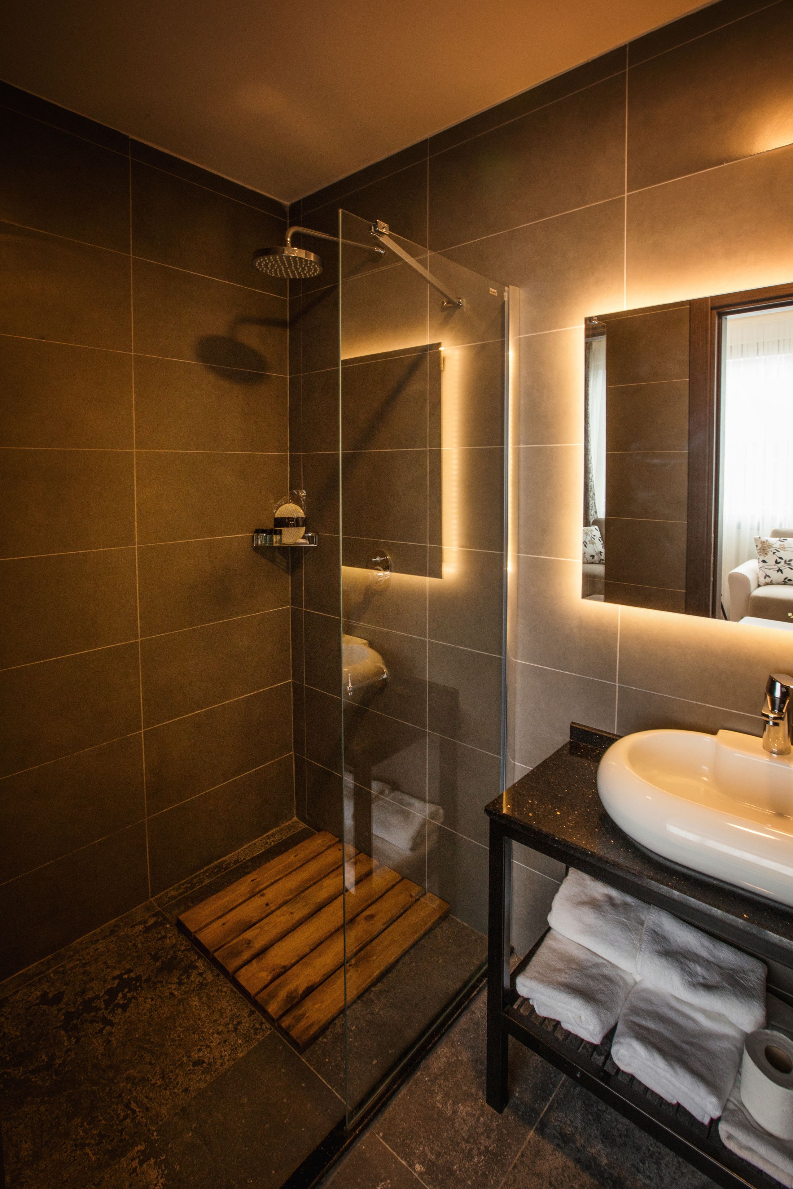 family suite, 1 queen bed with sofa bed | bathroom | shower, slippers, bidet, towels