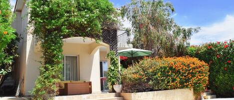 Una piscina al aire libre, una piscina climatizada, tumbonas