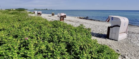 Ubicación cercana a la playa y tumbonas