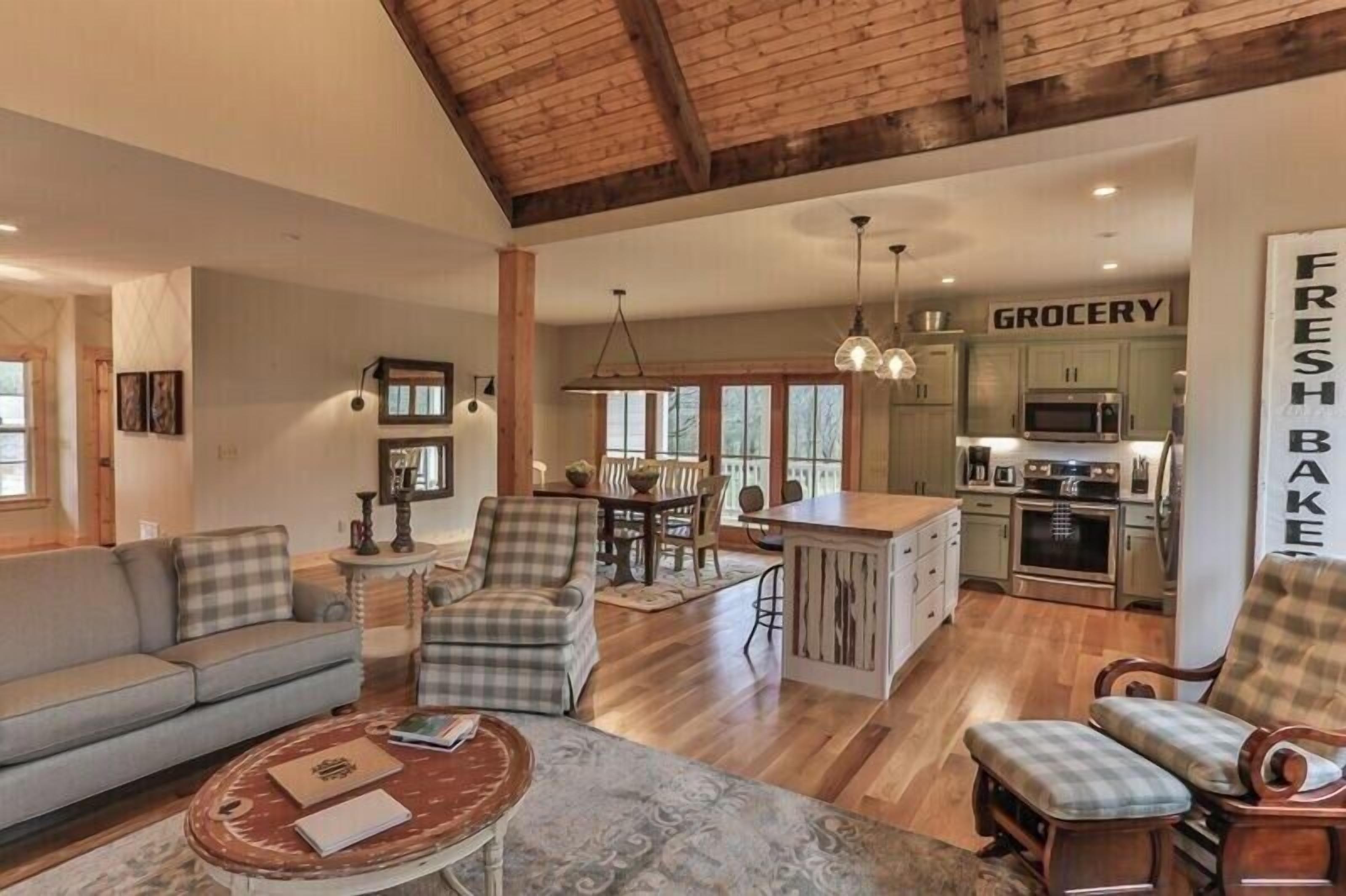 Smart TV, fireplace, foosball, books