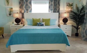 4 bedrooms, desk, iron/ironing board, travel cot
