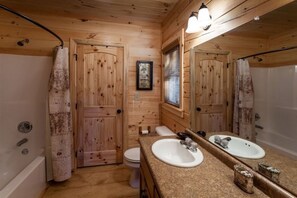 Hair dryer, towels, shampoo