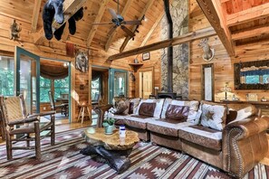 TV, fireplace, DVD player, books