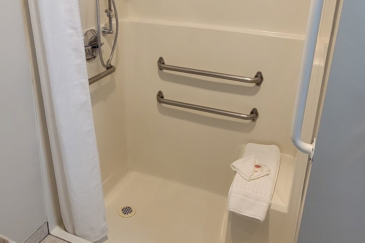 room, 1 king bed, accessible, non smoking | bathroom | combined shower/bathtub, free toiletries, hair dryer, towels