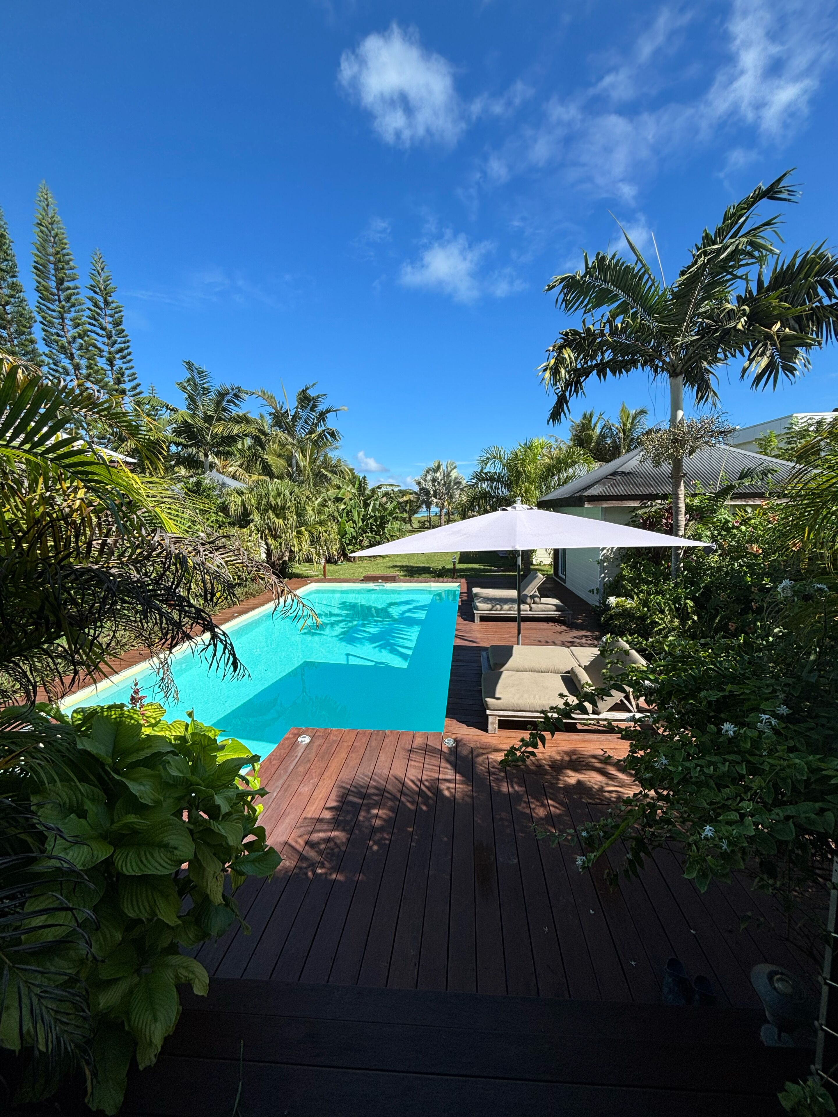 Panorama bungalow, 1 slaapkamer, terras, uitzicht op lagune | Terras