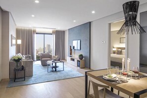 Honeymoon Apartment, 1 Bedroom, Accessible, City View | Living area | LCD TV - 188 private Suite KLCC @ Edrea Homes (Kuala Lumpur)