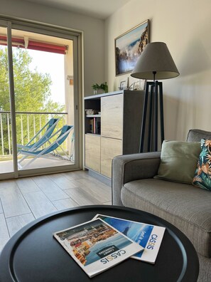 TV, books - Apartment in residence, sea view and Cap Canaille (Cassis)