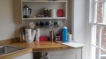 Fridge, microwave, coffee/tea maker
