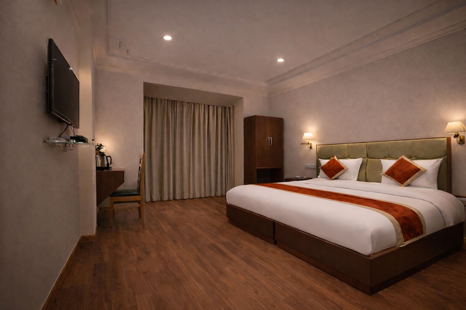 Habitación Deluxe con 1 cama matrimonial o 2 individuales | Escritorio, wifi gratis y ropa de cama 