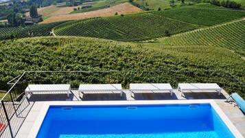 Außenpool (je nach Saison geöffnet), Sonnenschirme, Liegestühle