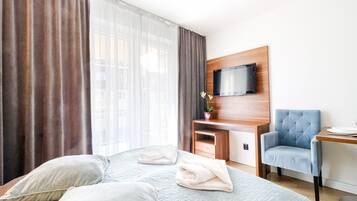 Desk, iron/ironing board, cots/infant beds, free WiFi