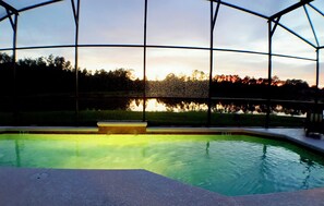 Outdoor pool, pool loungers