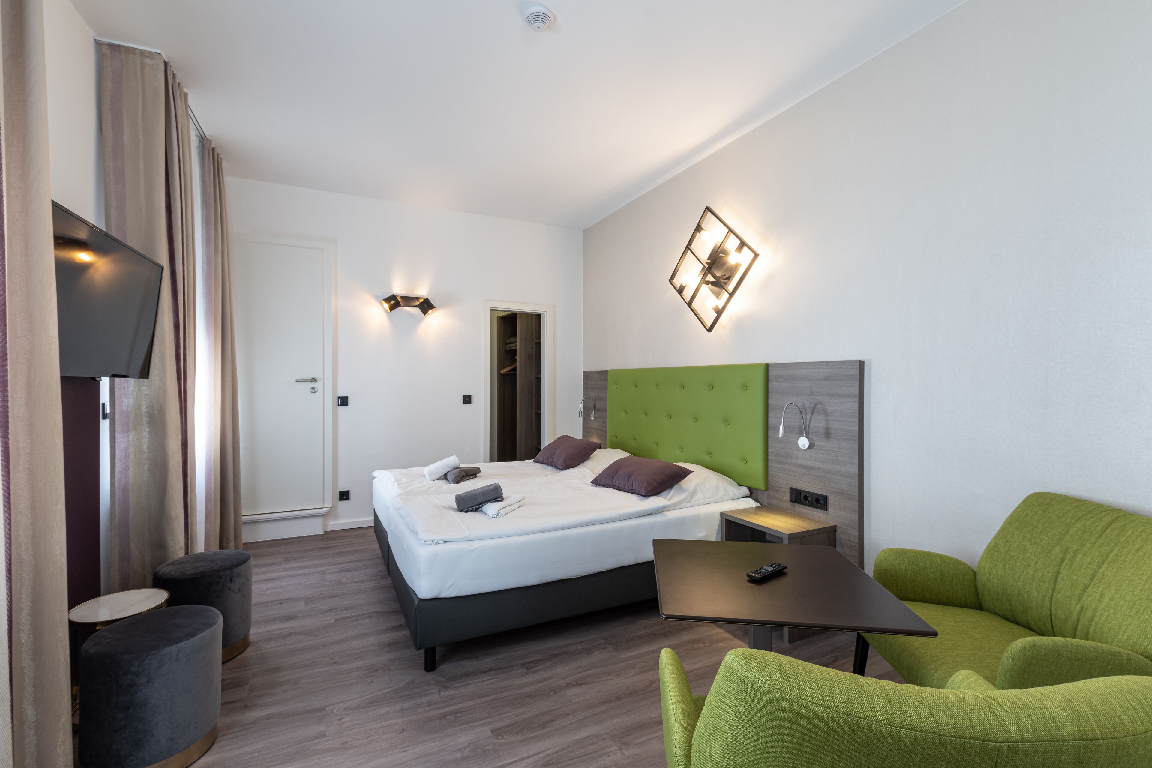 superior double room (rear house) | premium bedding, desk, blackout curtains, soundproofing