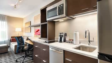 1 bedroom, desk, blackout curtains, iron/ironing board