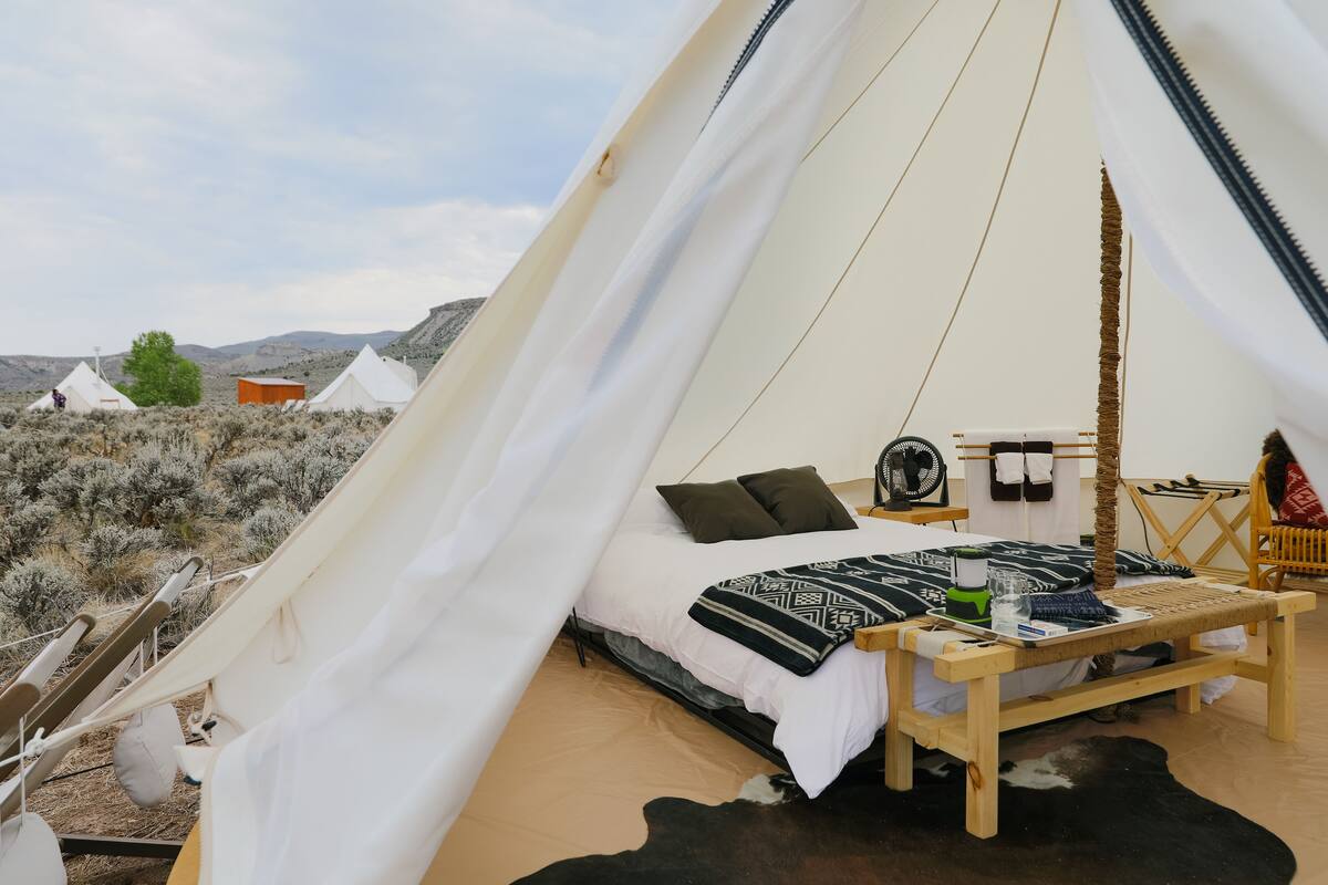 Premium Tent, 1 Queen Bed, Non Smoking, Mountain View | Premium bedding, down duvets, in-room safe, individually decorated