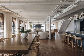 Elite Penthouse, 4 Bedrooms (Unit 3) | Living area | 65-inch flat-screen TV with cable channels, TV, Netflix - Saint Sulpice Lofts by Bakan - Old Montreal (Montreal)