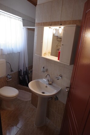 Romantic Penthouse, 1 Bedroom, Kitchenette, City View | Bathroom | Combined shower/tub, hair dryer, towels, toilet paper