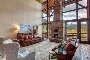 TV, fireplace, video game console