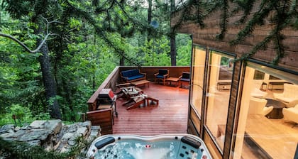 Modern Treehouse - Unique Contemporary Home Nestled in the Forest, Hot Tub, Fireplace, Game Room
