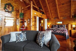 1 bedroom, iron/ironing board, bed sheets, wheelchair access - Log cabin- sleeps 4 with hot tub, Smoky Mtn views, game room, and jacuzzi tub! (Sevierville)