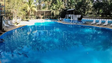 Outdoor pool, sun loungers