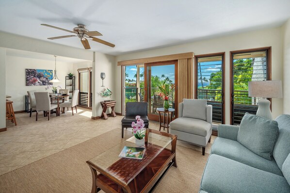 TV, DVD player, stereo - Kahala 122 Poipu Ocean views By Suite Paradise (Koloa)