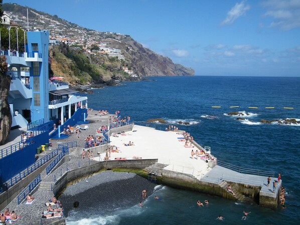 On the beach, sun loungers - Charming OLD TOWN Penthouse W Large Private Sea Balcony  (Funchal)
