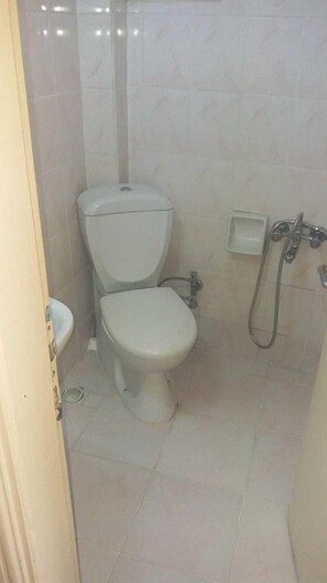 Douche, articles de toilette gratuits, chaussons, serviettes fournies