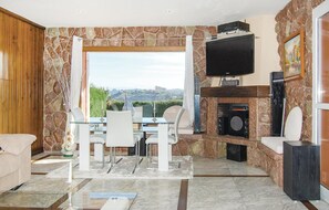 Télévision, cheminée, lecteur de DVD, chaßne hi-fi