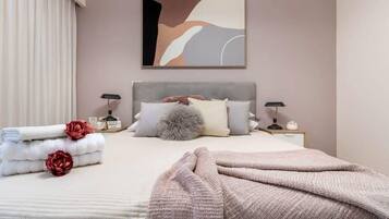 1 bedroom, desk, iron/ironing board, travel cot