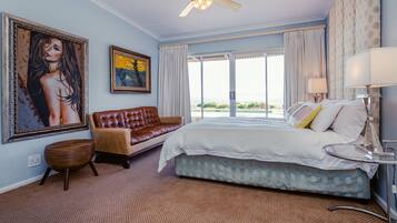 Luxury Double Room, 1 King Bed, Ocean View | Premium bedding, minibar, in-room safe, individually decorated
