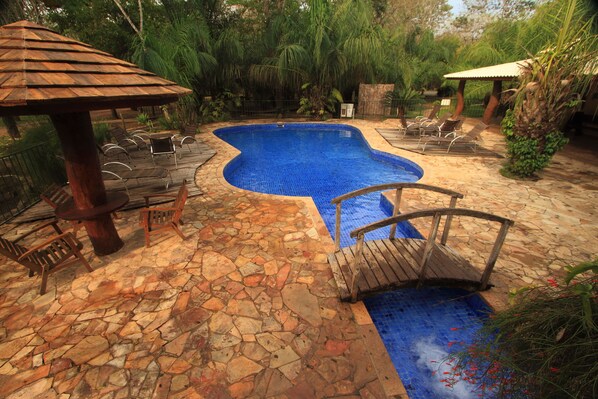 Outdoor pool, sun loungers