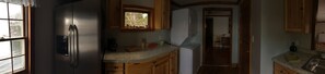 Full-sized fridge, microwave, coffee/tea maker, electric kettle