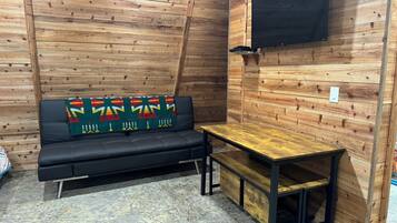 TV, DVD player, video library