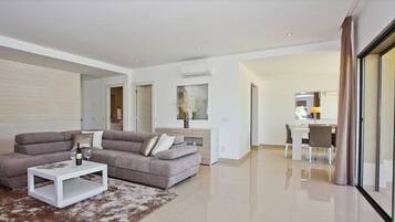 Smart TV, chimenea, reproductor de DVD y libros
