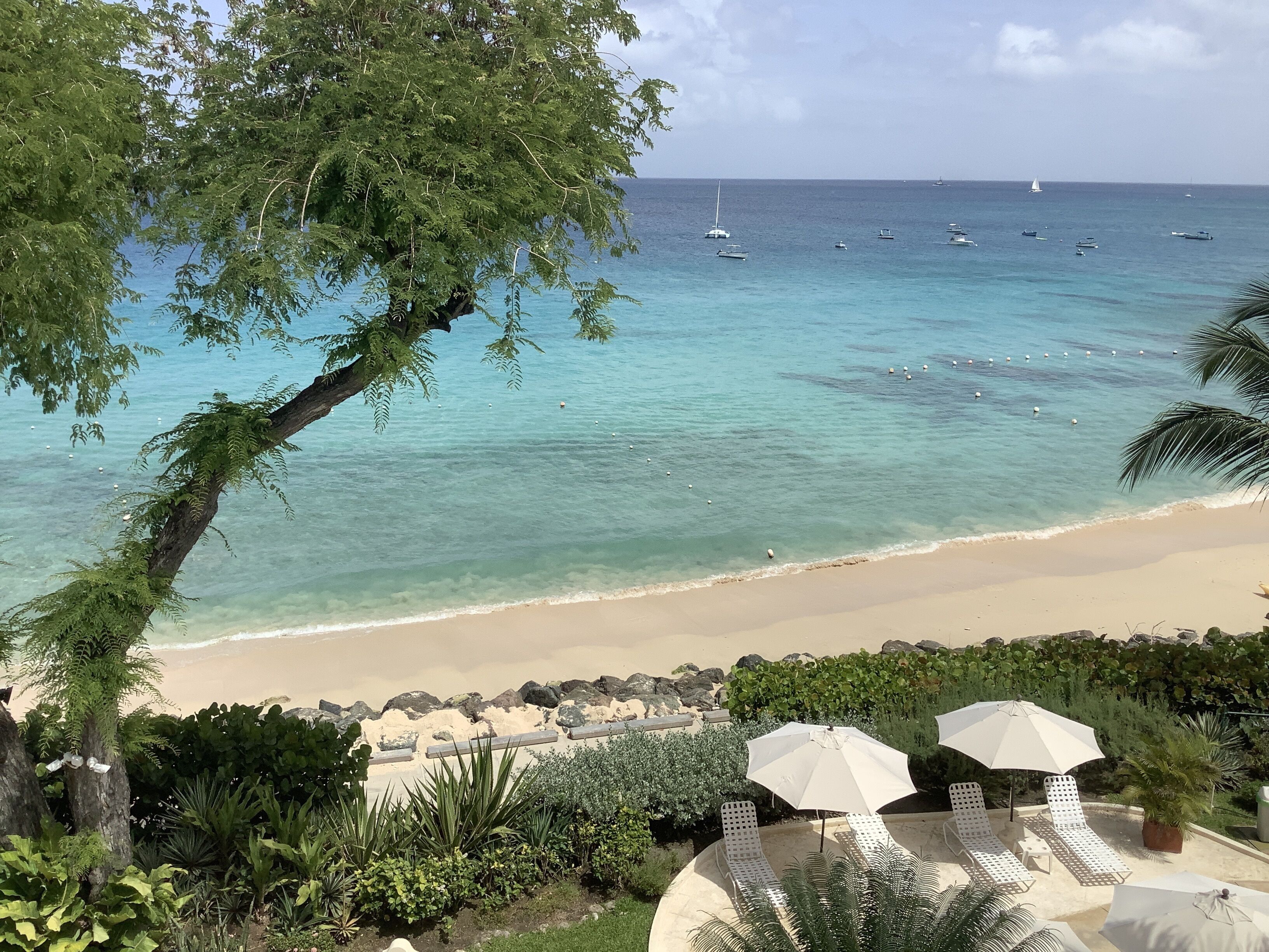 On the beach, sun loungers, beach towels