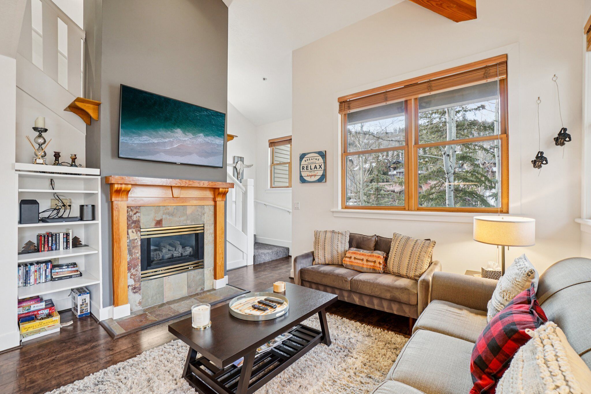 TV, fireplace, stereo