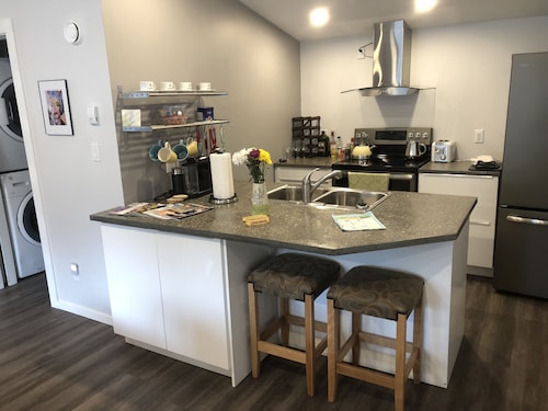 Top loft garage suite close to Whyte Ave & University. Quick access to Downtown.