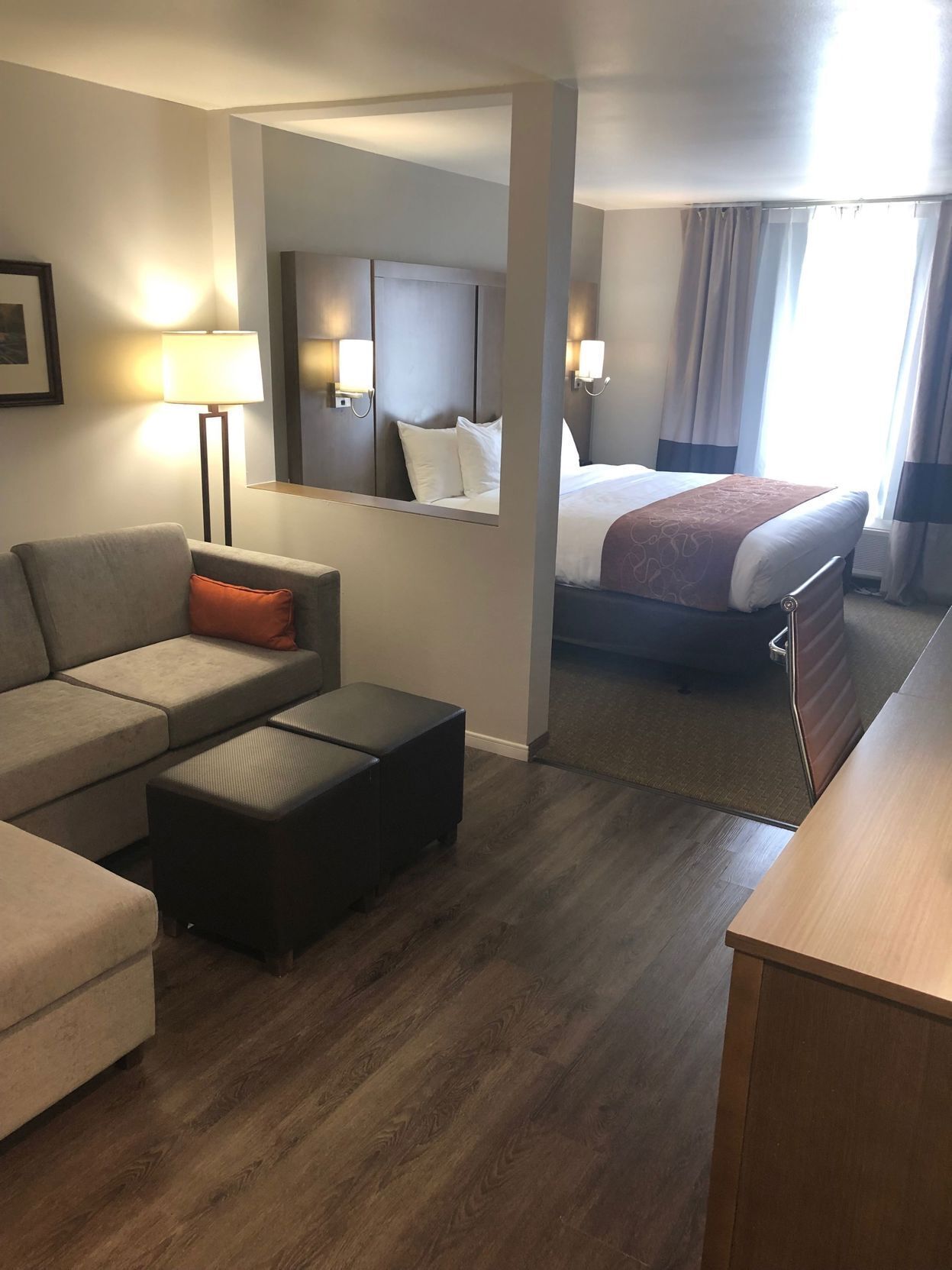 Desk, blackout curtains, iron/ironing board, free WiFi