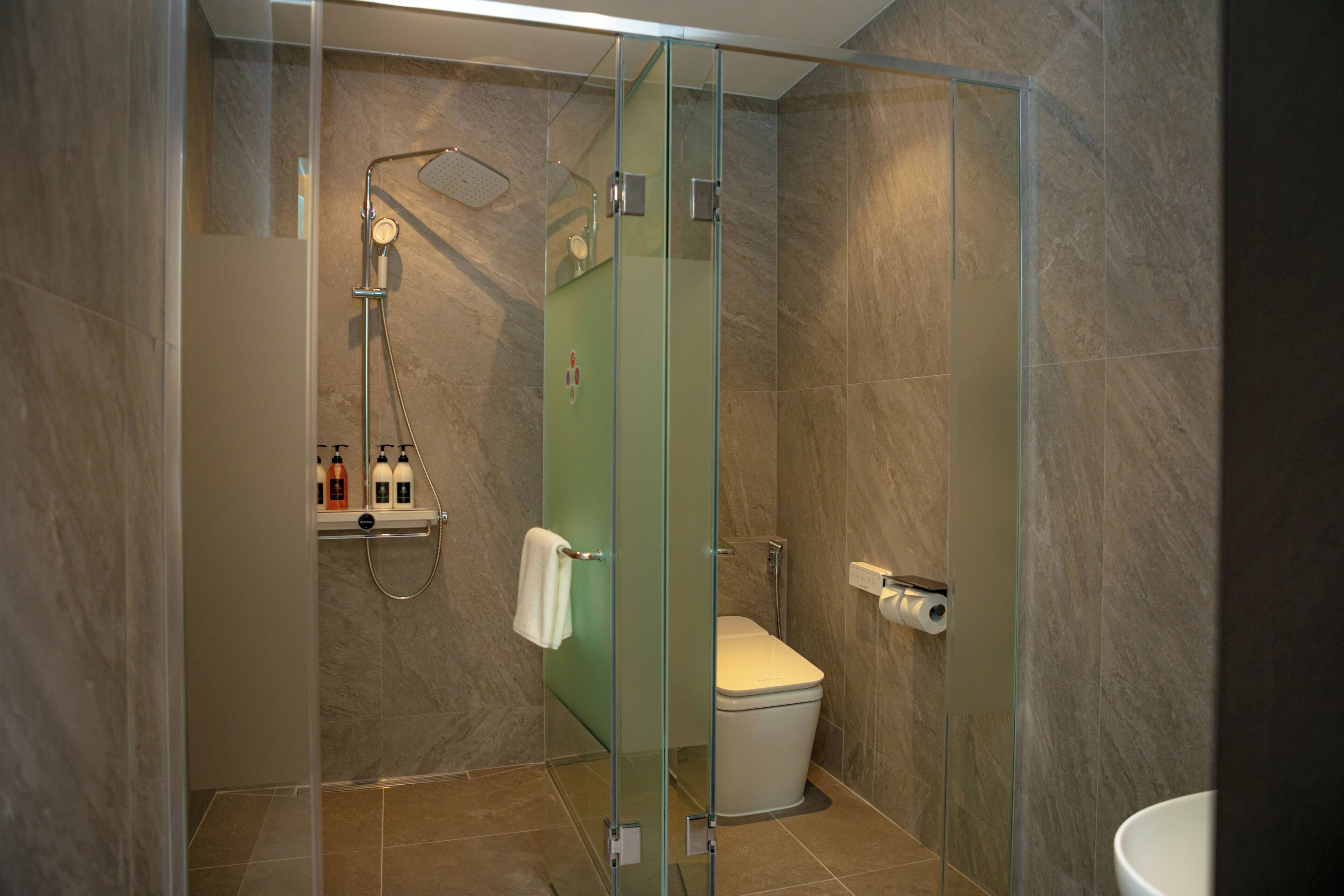 free toiletries, hair dryer, bathrobes, slippers