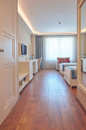 Memory foam beds, minibar, in-room safe, desk