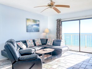 Standard Condo, 1 Bedroom (1.5 Bathrooms - Washer/Dryer) | Living area | 45-inch Smart TV with cable channels, TV, Netflix - Summit Beach Resort by H2O VR (Panama City Beach)
