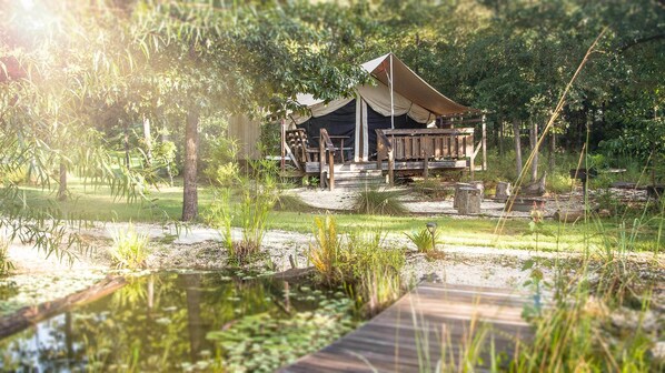 Deluxe Tent, 1 Queen Bed | Premium bedding, Tempur-Pedic beds, individually decorated - Coldwater Gardens (Milton)