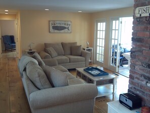 TV, fireplace, video game console, DVD player